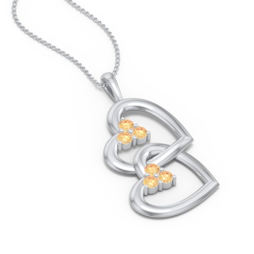 Unity Interlocking Hearts Birthstone Pendant