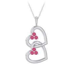 Unity Interlocking Hearts Birthstone Pendant in 925 Sterling Silver with Ruby
