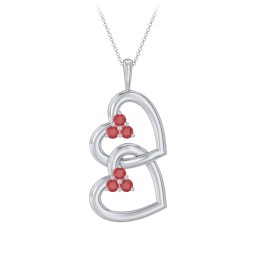 Unity Interlocking Hearts Birthstone Pendant in 925 Sterling Silver with Garnet
