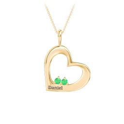 Engravable Tilted Heart 2 Stone Pendant
