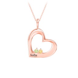Engravable Tilted Heart 2 Stone Pendant