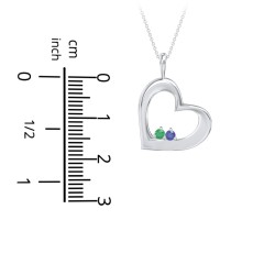 Engravable Tilted Heart 2 Stone Pendant