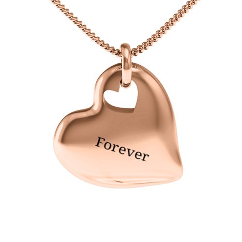 Heartfelt Solid Heart with Heart Cutout Pendant – 9kt Rose Gold