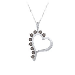 Shepherd Floating Gemstone Heart Pendant in 925 Sterling Silver with Smokey Quartz