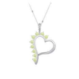 Shepherd Floating Gemstone Heart Pendant in 925 Sterling Silver with Peridot