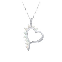 Shepherd Floating Gemstone Heart Pendant in 925 Sterling Silver with Opal