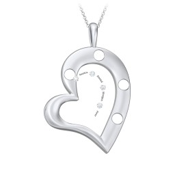 Mi Familia Tilted Heart Pendant in 925 Sterling Silver with Diamond