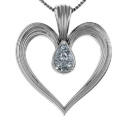 Fountain Heart Pendant with Pear Gemstone