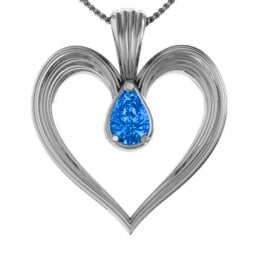 Fountain Heart Pendant with Pear Gemstone