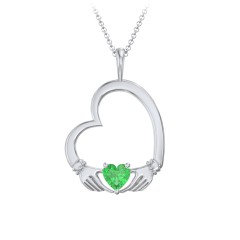 Tilted Heart Claddagh Pendant – 18K Gold Plated Silver with Peridot