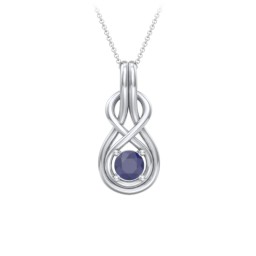 Infinity Love Knot Pendant in 925 Sterling Silver with Blue Sapphire