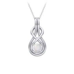 Infinity Love Knot Pendant in 925 Sterling Silver with Opal