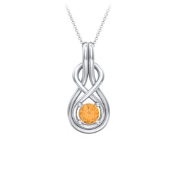 Infinity Love Knot Pendant in 925 Sterling Silver with Citrine
