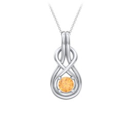 Infinity Love Knot Pendant in 925 Sterling Silver with Citrine