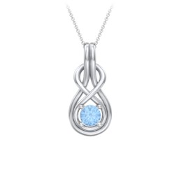 Infinity Love Knot Pendant in 925 Sterling Silver with Blue Topaz