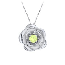 Flourishing Rose Pendant in 925 Sterling Silver with Peridot