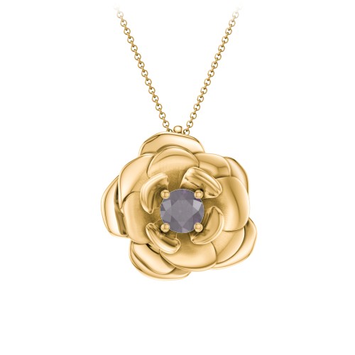Flourishing Rose Pendant – 9kt Yellow Gold with Alexandrite