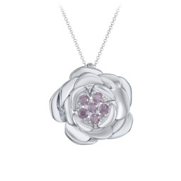 Family Rose Birthstone Pendant in 925 Sterling Silver with Alexandrite