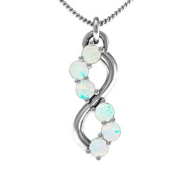 Six Stone Infinity Pendant in 925 Sterling Silver with Opal