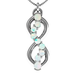Nine Stone Infinity Pendant in 925 Sterling Silver with Opal