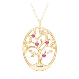 4-15 Stones Oval Family Tree Pendant
