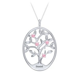 4-15 Stones Oval Family Tree Pendant