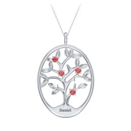 4-15 Stones Oval Family Tree Pendant