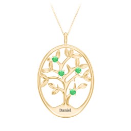 4-15 Stones Oval Family Tree Pendant