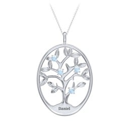 4-15 Stones Oval Family Tree Pendant