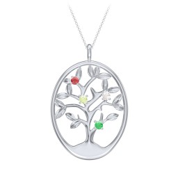 4-15 Stones Oval Family Tree Pendant