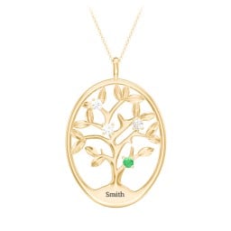 4-15 Stones Oval Family Tree Pendant