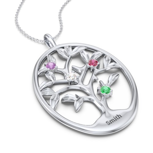 4-15 Stones Oval Family Tree Pendant