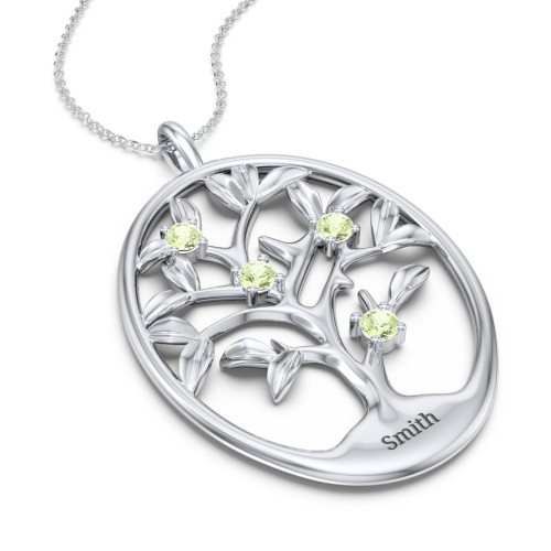 4-15 Stones Oval Family Tree Pendant