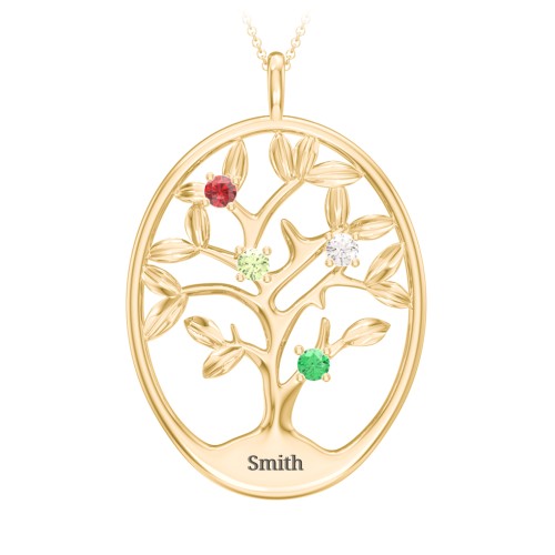 4-15 Stones Oval Family Tree Pendant