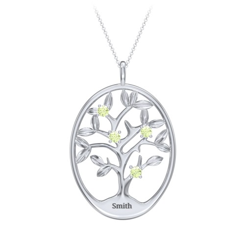 4-15 Stones Oval Family Tree Pendant