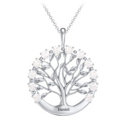 Circle of Life Family Tree Pendant in 925 Sterling Silver with Diamond
