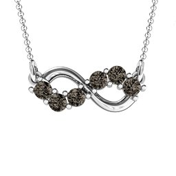 Horizontal Infinity Pendant with 6 Stones in 925 Sterling Silver with Smokey Quartz, Blue Sapphire, Cubic Zirconia, Garnet, Ruby, and Peridot