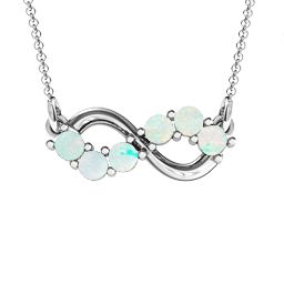 Horizontal Infinity Pendant with 6 Stones in 925 Sterling Silver with Opal, Blue Sapphire, Smokey Quartz, Cubic Zirconia, Garnet, Ruby, and Peridot