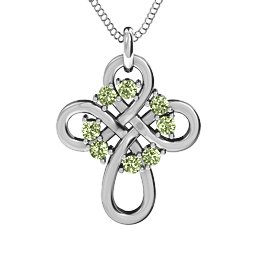 Contemporary Celtic Cross Pendant in 925 Sterling Silver with Peridot