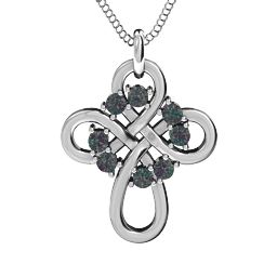 Contemporary Celtic Cross Pendant in 925 Sterling Silver with Alexandrite