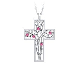 3 - 10 Stone Family Tree Cross Pendant