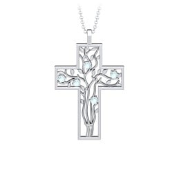 3 - 10 Stone Family Tree Cross Pendant