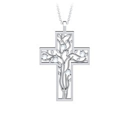3 - 10 Stone Family Tree Cross Pendant