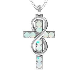 Infinity Cross Pendant in 925 Sterling Silver with Opal