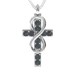 Infinity Cross Pendant in 925 Sterling Silver with Alexandrite