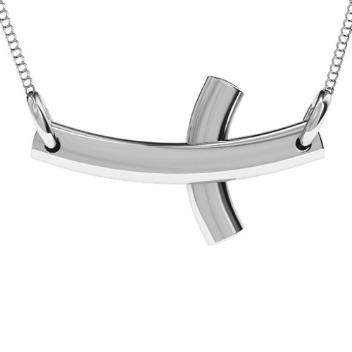 Modern Sideways Cross Pendant – Sterling Silver
