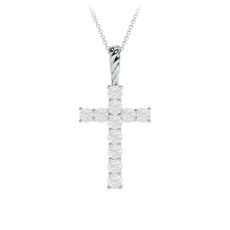 Classic Encrusted 3mm Round Cross Pendant
