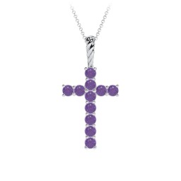 Classic Encrusted 3mm Round Cross Pendant