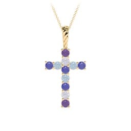 Classic Encrusted 3mm Round Cross Pendant