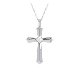 Flared Cross Pendant with Princess Stone